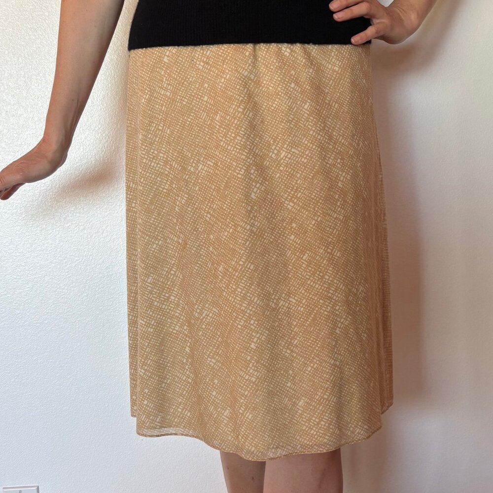J.Crew Tan Cream Printed Cotton A-Line Skirt Size 8 Preppy